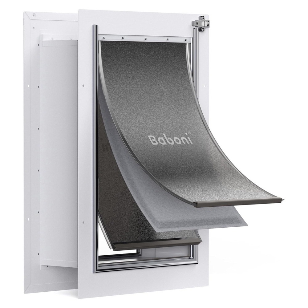 NEW - Baboni 3-Flap Pet Door for Wall,Steel Frame and Telescoping Tunnel - Large